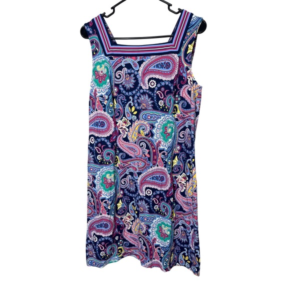 Talbots Petite Large Paisley Print Sleeveless Shift Dress Colorful - Picture 1 of 7